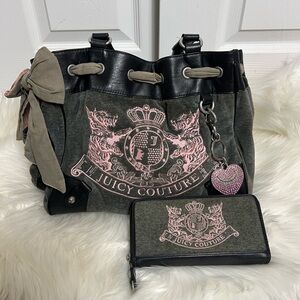 Juicy Couture Black and Pink Tote Bag with Wallet